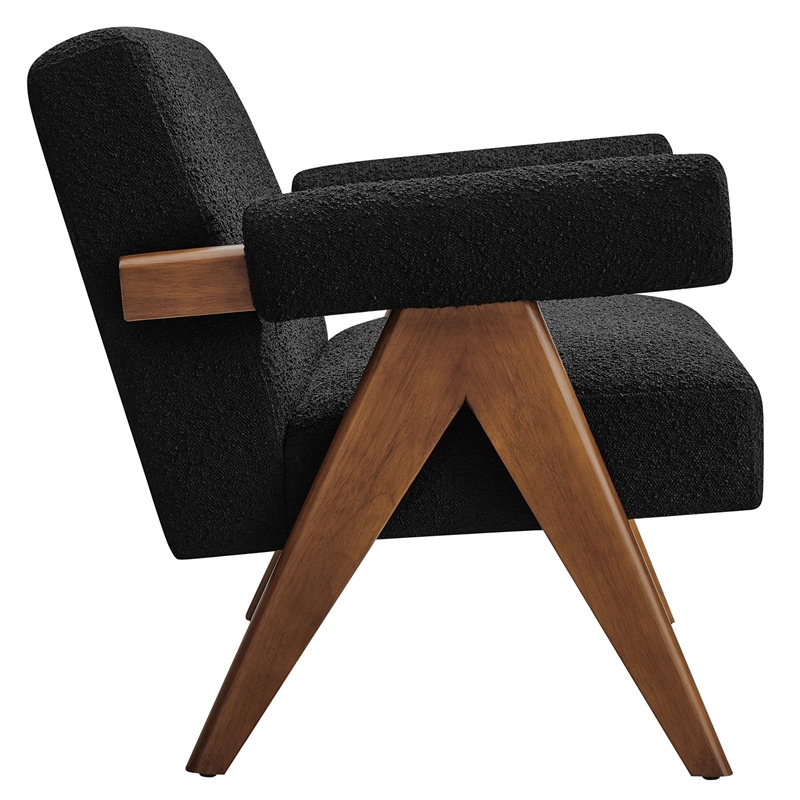 Modway Lyra Upholstered Modern Boucle Fabric Loveseat in Black