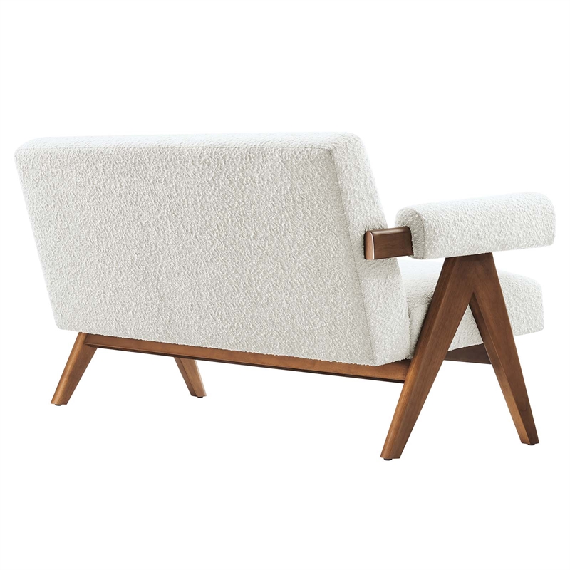 Modway Lyra Upholstered Modern Boucle Fabric Loveseat in Ivory