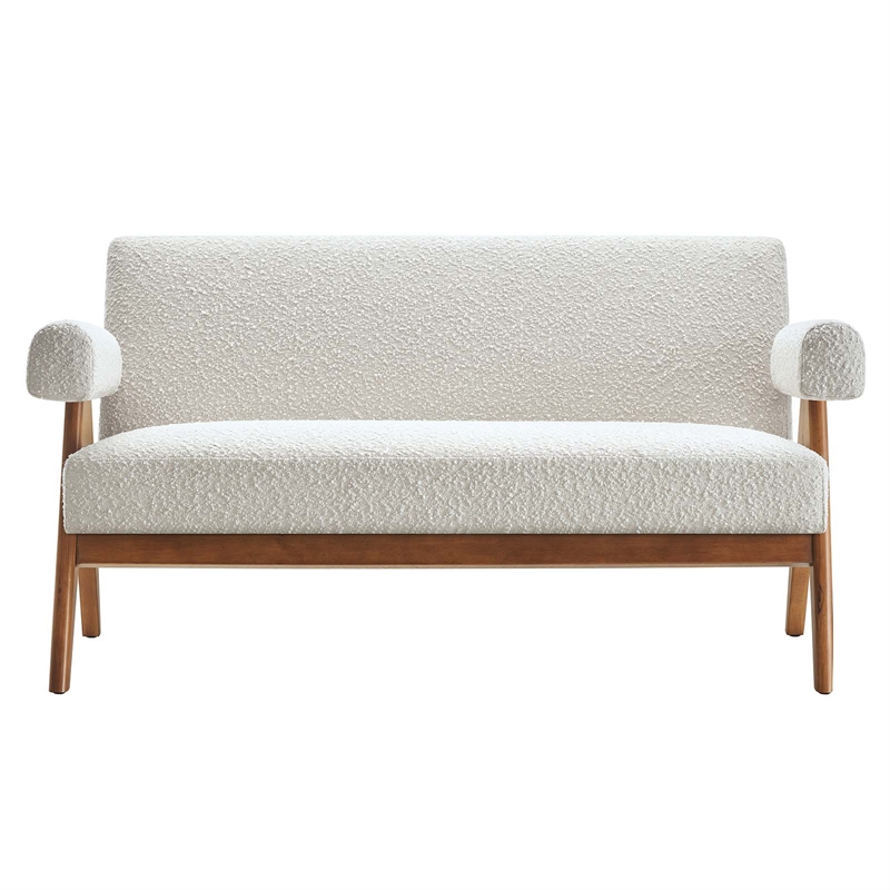 Modway Lyra Upholstered Modern Boucle Fabric Loveseat in Ivory