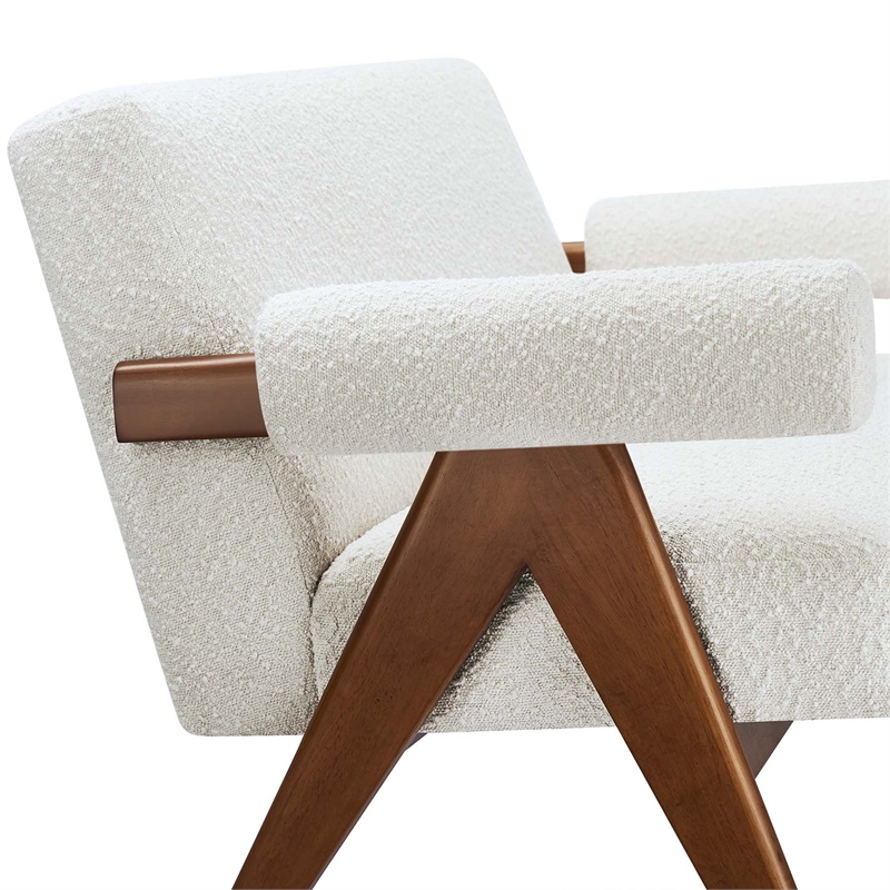 Modway Lyra Upholstered Modern Boucle Fabric Loveseat in Ivory