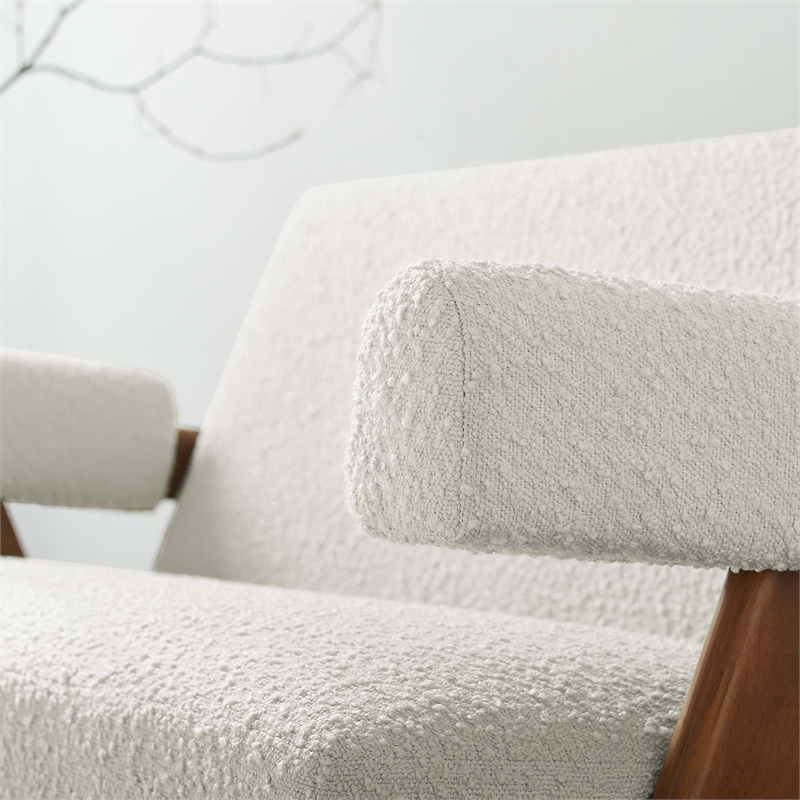 Modway Lyra Upholstered Modern Boucle Fabric Loveseat in Ivory