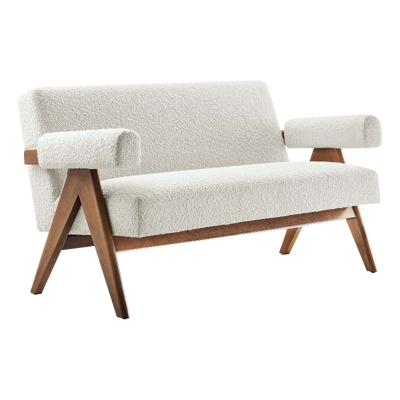 Modway Lyra Upholstered Modern Boucle Fabric Loveseat in Ivory