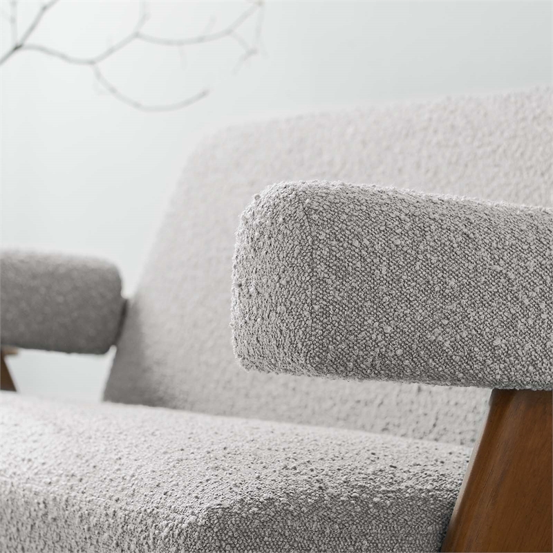 Modway Lyra Upholstered Modern Boucle Fabric Loveseat in Light Gray