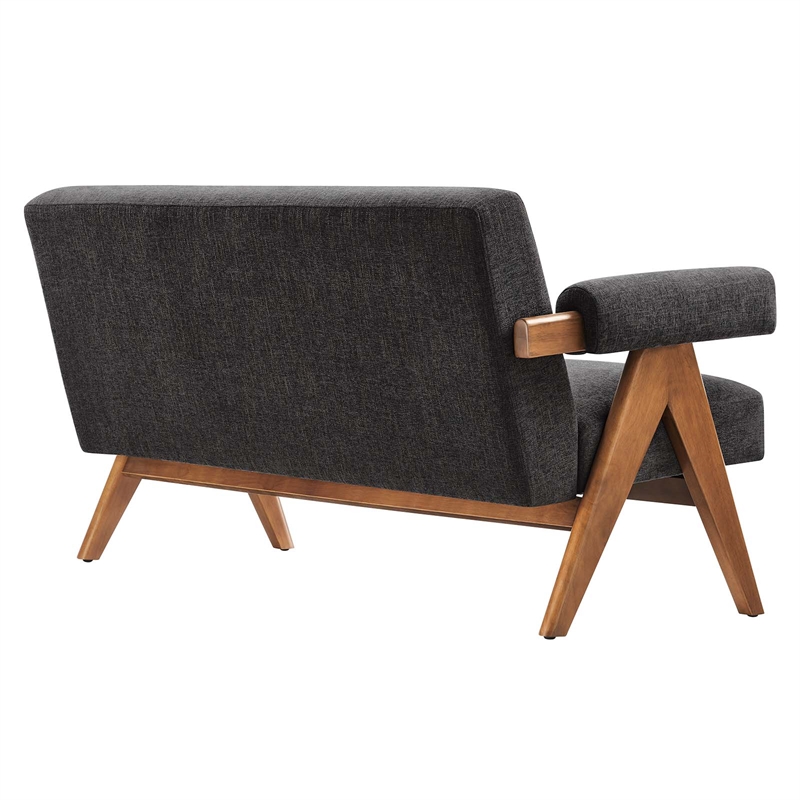 Modway Lyra Upholstered Modern Heathered Fabric Loveseat in Dark Gray