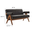 Modway Lyra Upholstered Modern Heathered Fabric Loveseat in Dark Gray