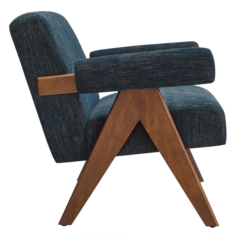 Modway Lyra Upholstered Modern Heathered Fabric Loveseat in Azure