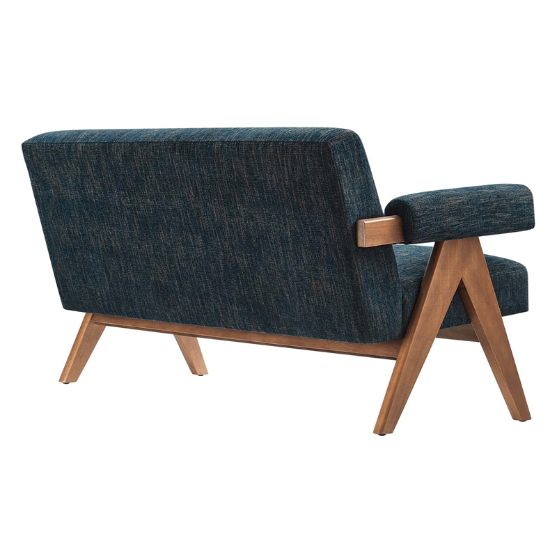 Modway Lyra Upholstered Modern Heathered Fabric Loveseat in Azure