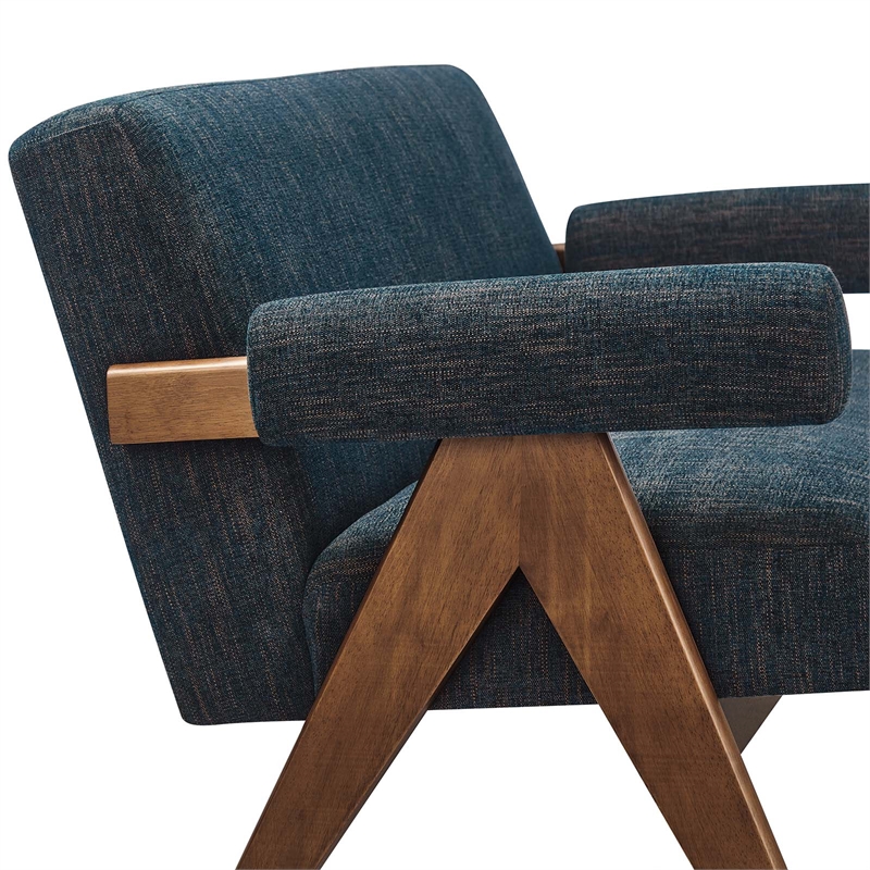 Modway Lyra Upholstered Modern Heathered Fabric Loveseat in Azure
