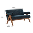 Modway Lyra Upholstered Modern Heathered Fabric Loveseat in Azure