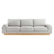 Modway Oasis Upholstered Fabric Sofa with Bolster Armrests in Light Gray