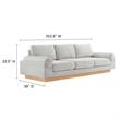 Modway Oasis Upholstered Fabric Sofa with Bolster Armrests in Light Gray