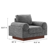 Modway Oasis Upholstered Fabric Armchair with Bolster Armrests in Gray