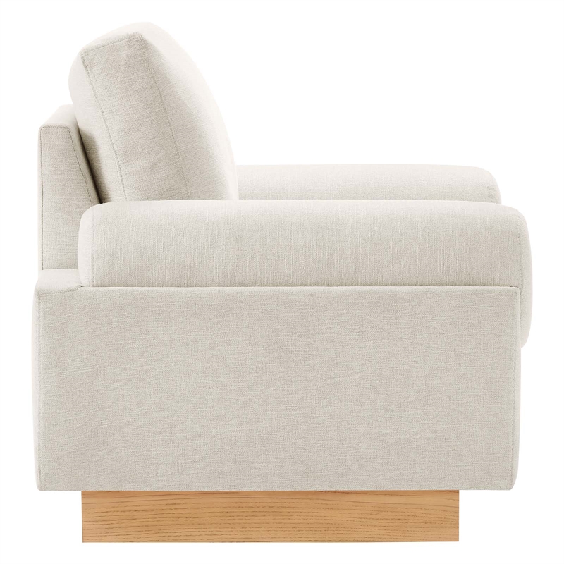 Modway Oasis Upholstered Fabric Armchair with Bolster Armrests in Ivory