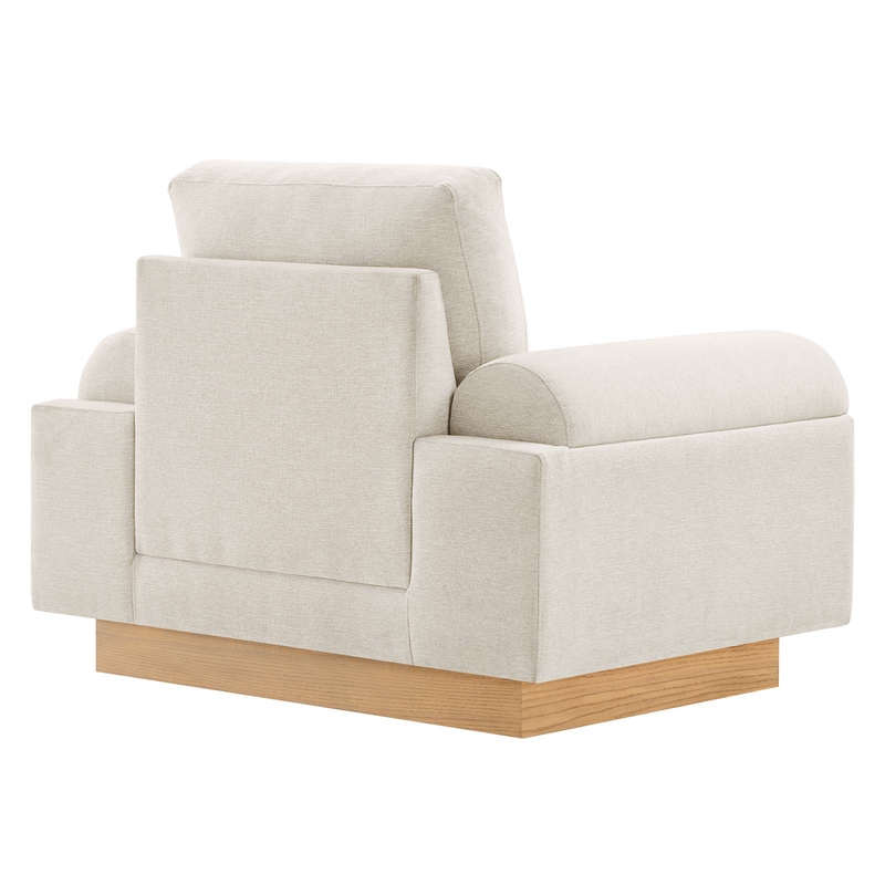 Modway Oasis Upholstered Fabric Armchair with Bolster Armrests in Ivory