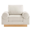 Modway Oasis Upholstered Fabric Armchair with Bolster Armrests in Ivory