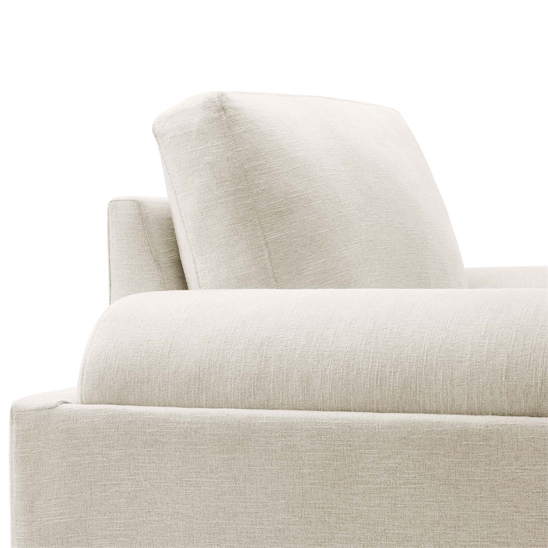 Modway Oasis Upholstered Fabric Armchair with Bolster Armrests in Ivory