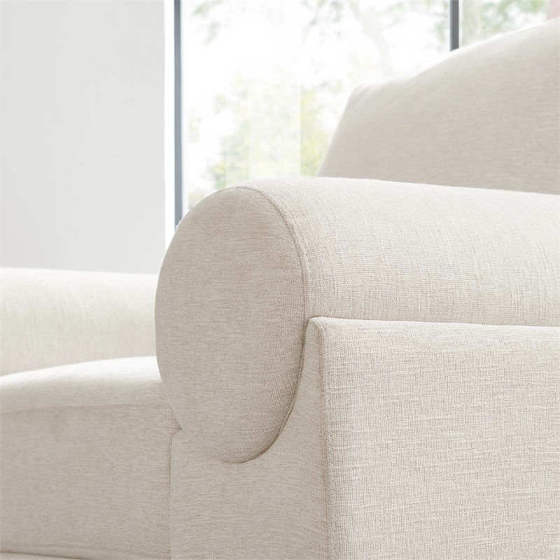 Modway Oasis Upholstered Fabric Armchair with Bolster Armrests in Ivory