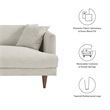 Modway Zoya Upholstered Polyester Fabric Sofa with Tapered Legs in Ivory