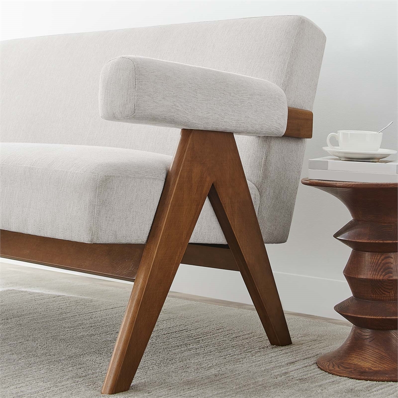 Modway Lyra Upholstered Modern Heathered Fabric Loveseat in Ivory