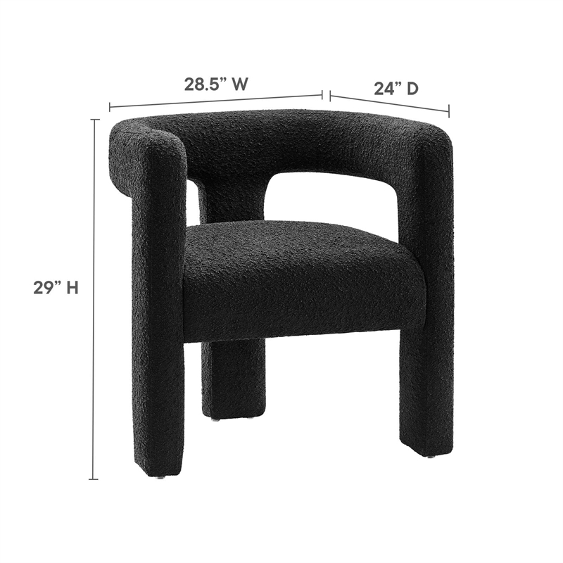 Modway Kayla Upholstered Modern Boucle Fabric Armchair in Black