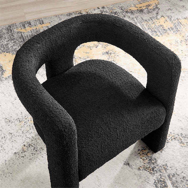 Modway Kayla Upholstered Modern Boucle Fabric Armchair in Black