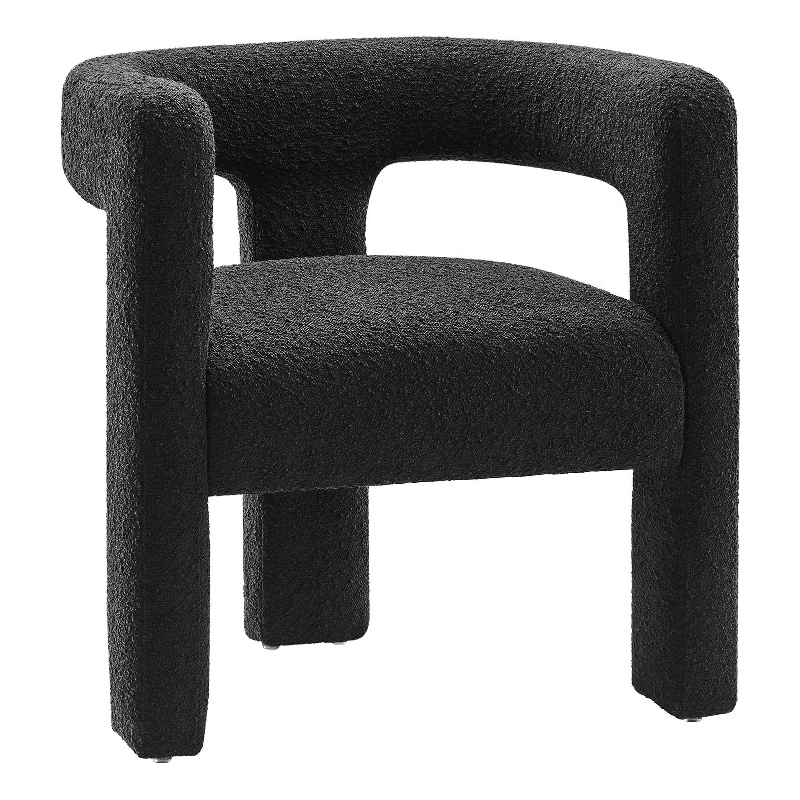 Modway Kayla Upholstered Modern Boucle Fabric Armchair in Black