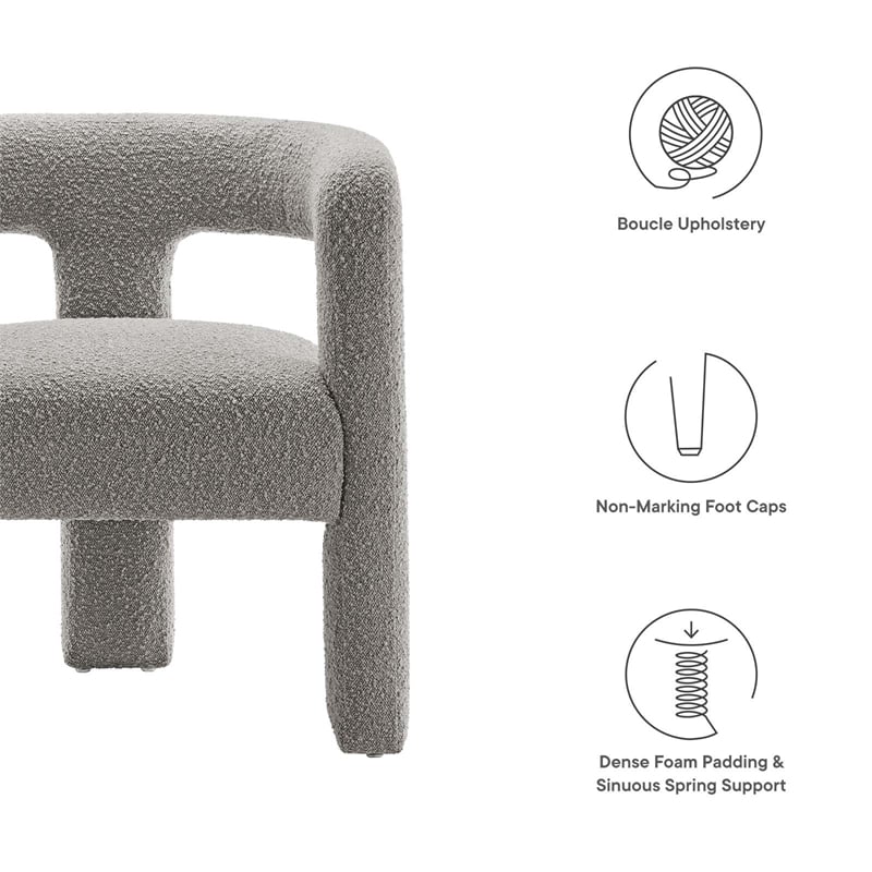 Modway Kayla Upholstered Modern Boucle Fabric Armchair in Light Gray