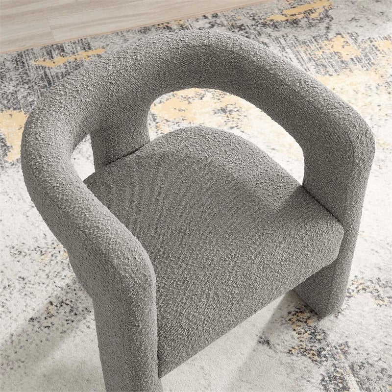 Modway Kayla Upholstered Modern Boucle Fabric Armchair in Light Gray