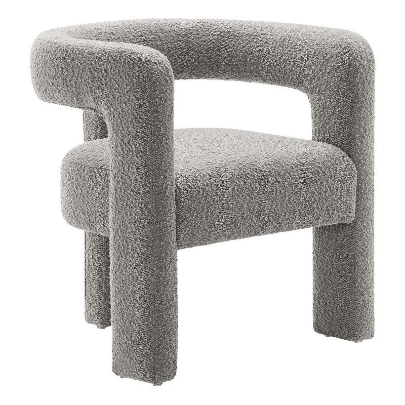Modway Kayla Upholstered Modern Boucle Fabric Armchair in Light Gray