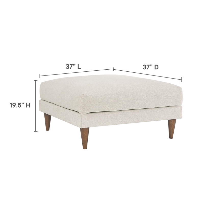 Modway Zoya Upholstered Polyester Fabric Ottoman with Tapered Legs in Ivory