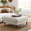 Modway Zoya Upholstered Polyester Fabric Ottoman with Tapered Legs in Ivory