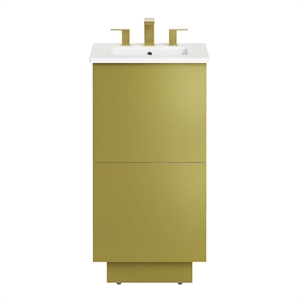 Modway Quantum 18&quot Modern Wood Bathroom Vanity in White and Gold