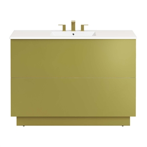 Modway Quantum 48&quot Single Sink Wood Bathroom Vanity in White and Gold