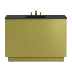 Modway Quantum 48&quot Single Sink Wood Bathroom Vanity in Black and Gold