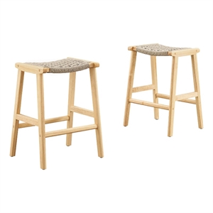 Modway Saoirse 26&quot Fabric & Wood Counter Stool in Natural (Set of 2)