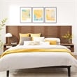 Modway Render Modern Wood Queen Headboard and Nightstands in Walnut
