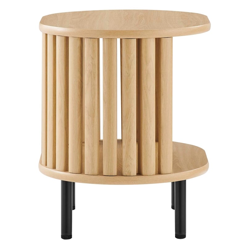 Modway Fortitude Wood Side Table with Open Center Storage in Oak