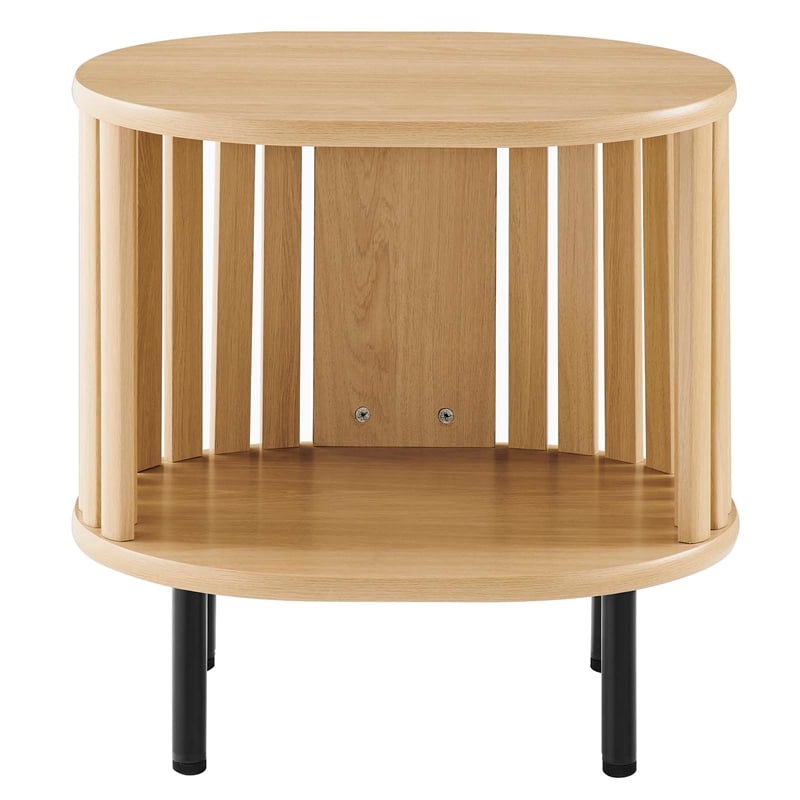 Modway Fortitude Wood Side Table with Open Center Storage in Oak