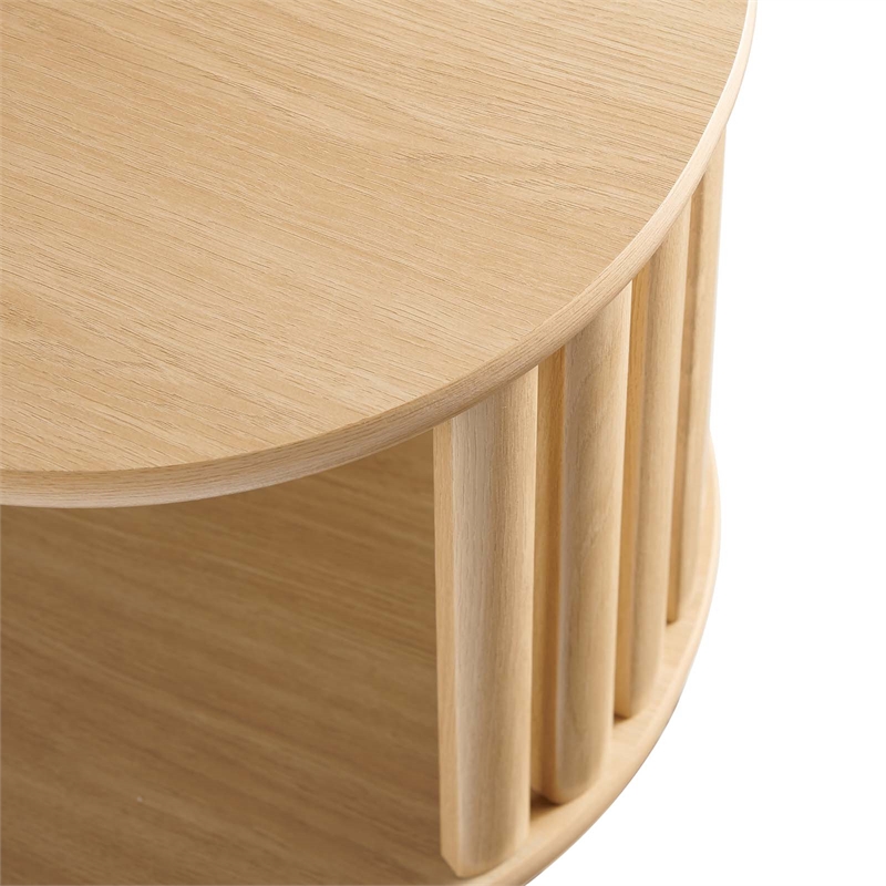 Modway Fortitude Wood Side Table with Open Center Storage in Oak