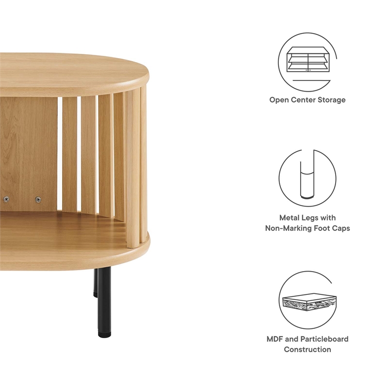 Modway Fortitude Wood Side Table with Open Center Storage in Oak