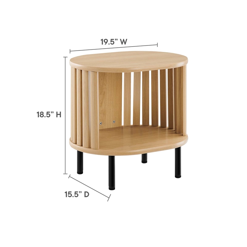 Modway Fortitude Wood Side Table with Open Center Storage in Oak