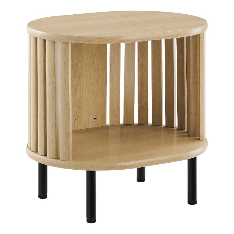 Modway Fortitude Wood Side Table with Open Center Storage in Oak