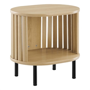 Modway Fortitude Wood Side Table with Open Center Storage in Oak