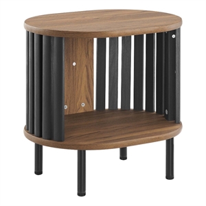 Modway Fortitude Wood Side Table with Open Center Storage in Walnut/Black