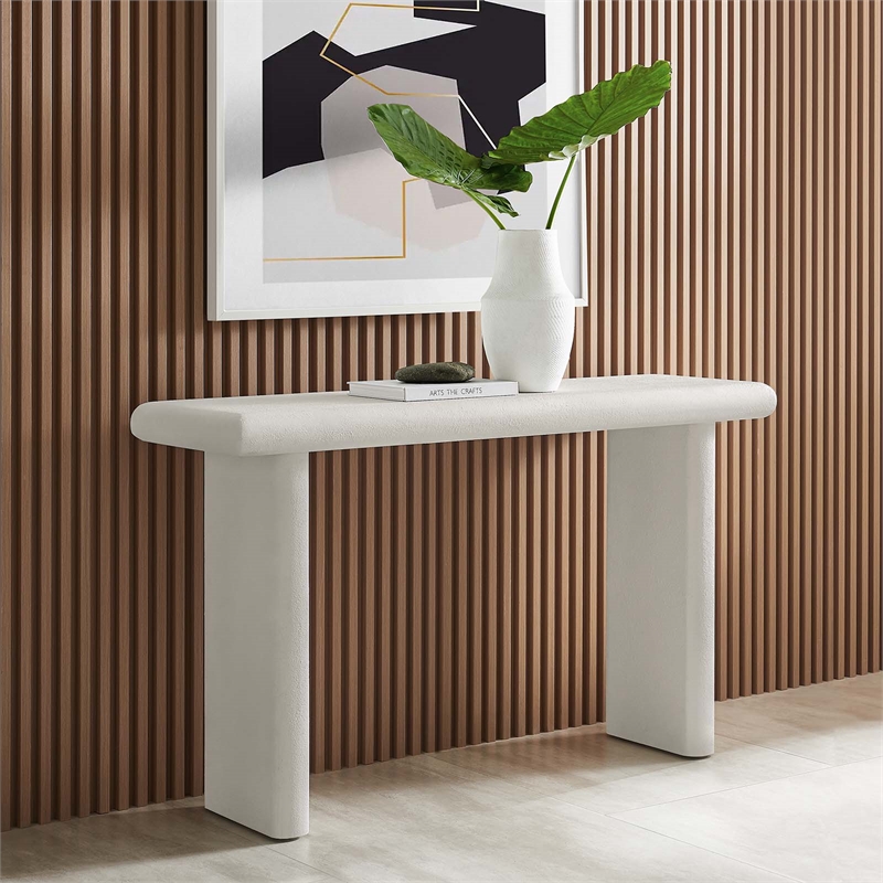 Modway Relic Modern Wood & Cement Concrete Console Table in White