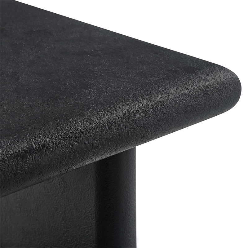 Modway Relic Modern Wood & Cement Concrete Coffee Table in Black