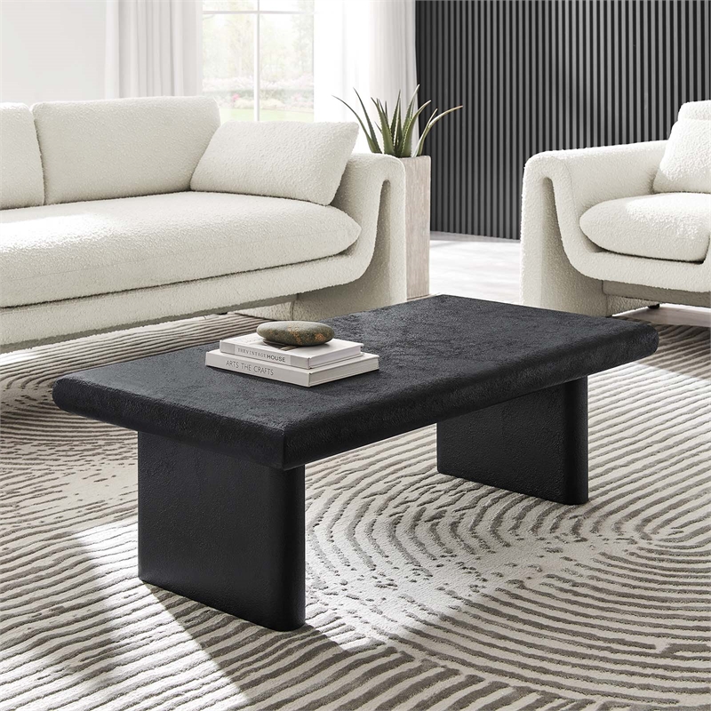 Modway Relic Modern Wood & Cement Concrete Coffee Table in Black