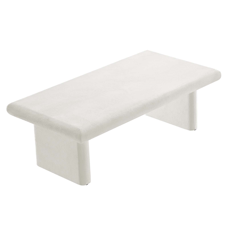Modway Relic Modern Wood & Cement Concrete Coffee Table in White