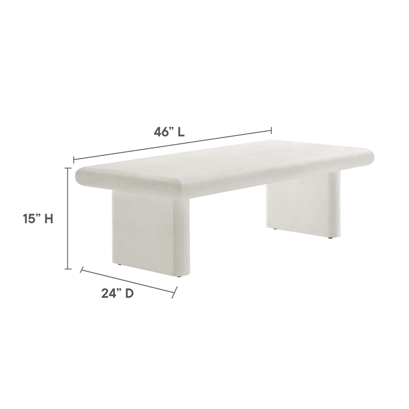 Modway Relic Modern Wood & Cement Concrete Coffee Table in White