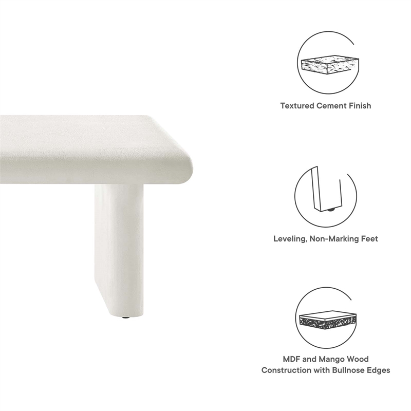 Modway Relic Modern Wood & Cement Concrete Coffee Table in White